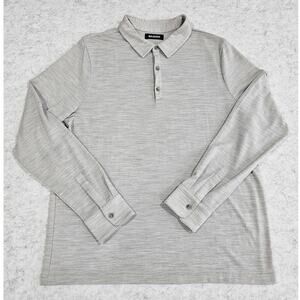 Naadam ultralight polo shirt in a light heather grey. Long Sleeve, Mens Sz M